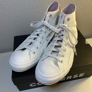 Off white converse with purple details